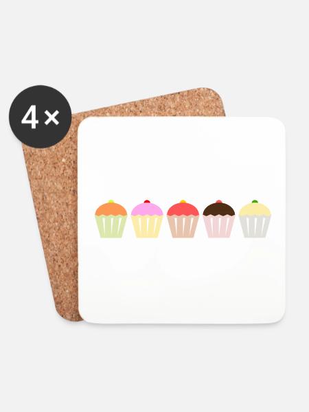 Cupcakes - Coasters (set of 4) - white
