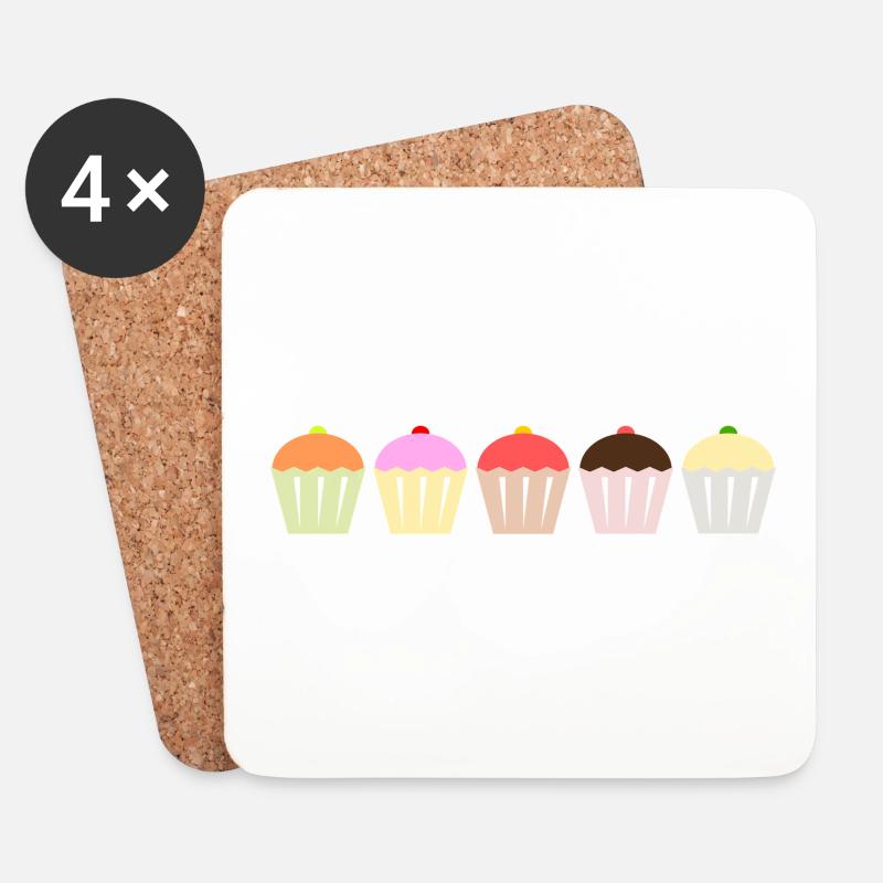 Cupcakes - Untersetzer (4er-Set) - Weiß