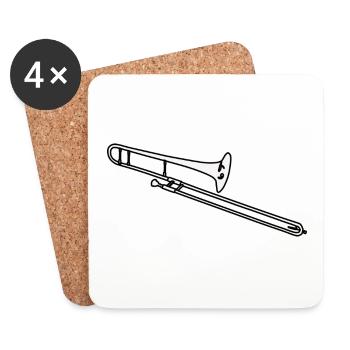 Trombone / trombone / brass instrument - Coasters (set of 4) - white - Front