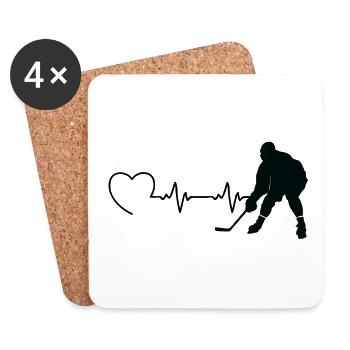 Hockey sur glace Hockey sur glace Patins rétro Puck Ice - Dessous de verre (lot de 4) - blanc - Devant
