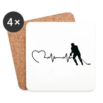 Hockey sur glace Hockey sur glace Patins rétro Puck Ice - Dessous de verre (lot de 4) - blanc - Devant