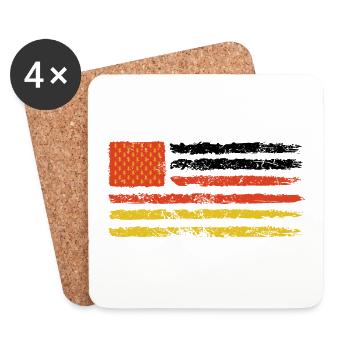 DDR goes America, Hammer und Zirkel in US Flagge - Untersetzer (4er-Set) - Weiß - Vorne