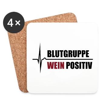 Blutgruppe Wein Positiv - da steigt dein Puls - Untersetzer (4er-Set) - Weiß - Vorne
