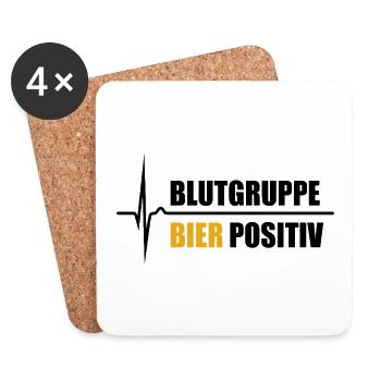 Blutgruppe Bier Positiv - da steigt dein Puls - Untersetzer (4er-Set) - Weiß - Vorne