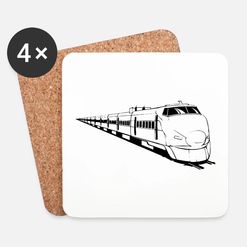 Eisenbahn Lok Design - Untersetzer (4er-Set) - Weiß