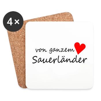 Von ganzem Herzen Sauerländer - Untersetzer (4er-Set) - Weiß - Vorne