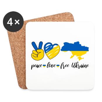 Peace Love Ukraine - Coasters (set of 4) - white - Front