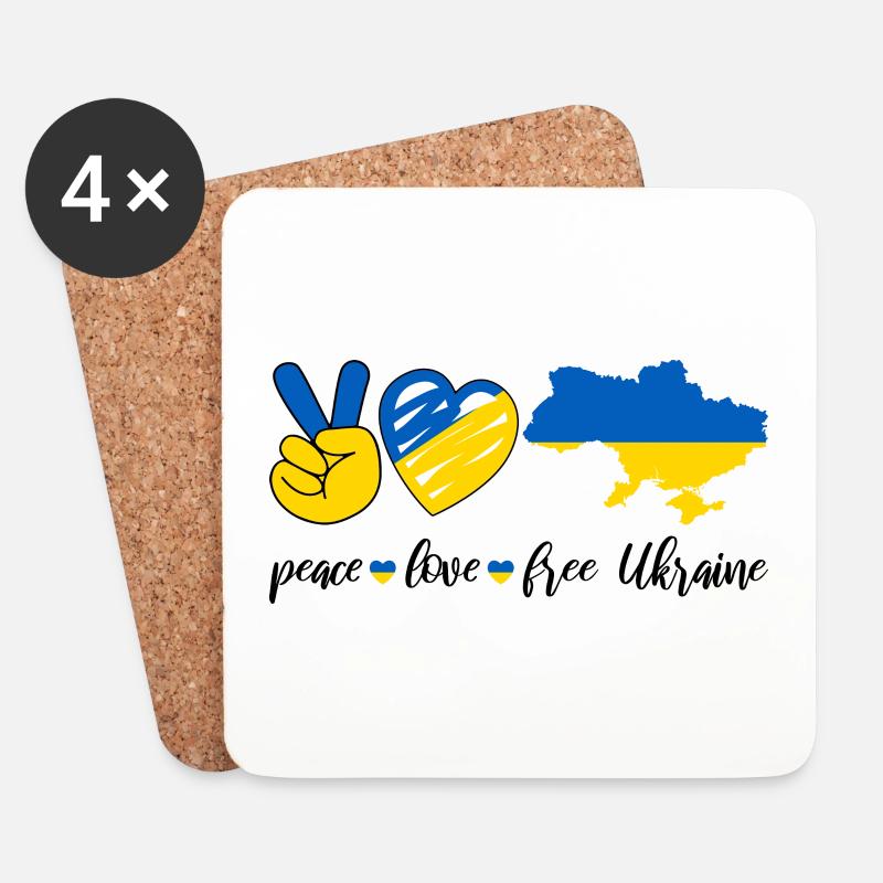 Friedensliebe Ukraine - Untersetzer (4er-Set) - Weiß