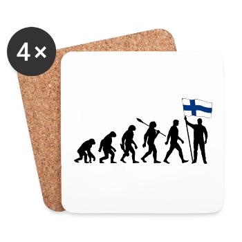 Finnland - Evolution - Flagge - Nation - Untersetzer (4er-Set) - Weiß - Vorne