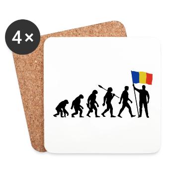 Rumänien - Evolution - Flagge - Nation - Untersetzer (4er-Set) - Weiß - Vorne