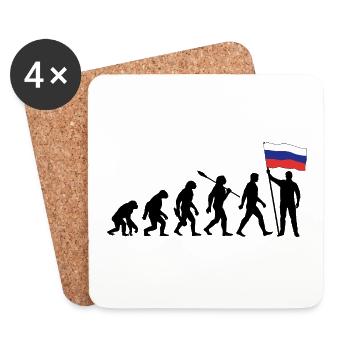 Russland - Evolution - Flagge - Nation - Untersetzer (4er-Set) - Weiß - Vorne