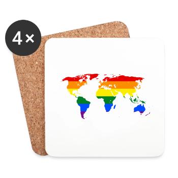 LGBT-WELTKARTE - Untersetzer (4er-Set) - Weiß - Vorne