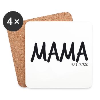 Spruch - Mama EST. 2020 - Untersetzer (4er-Set) - Weiß - Vorne