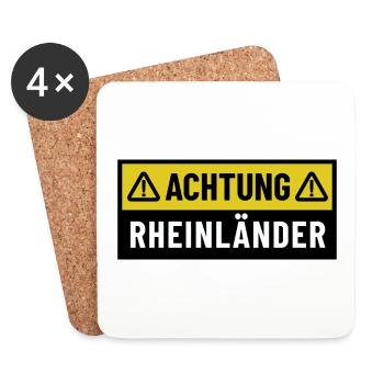 Achtung Rheinländer - Regionaler Spruch - Untersetzer (4er-Set) - Weiß - Vorne