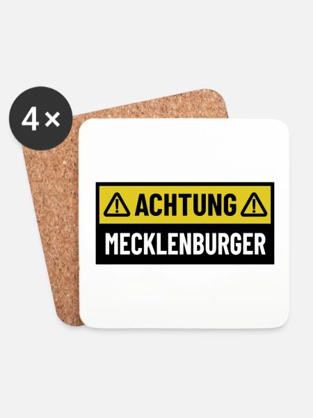 Achtung Mecklenburger - Regionaler Spruch - Untersetzer (4er-Set) - Weiß