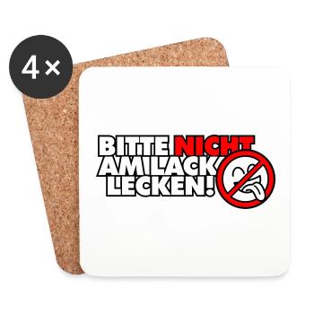 Bitte nicht am Lack lecken! - Untersetzer (4er-Set) - Weiß - Vorne