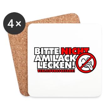 Bitte nicht am Lack lecken! Verliebungsgefahr! - Untersetzer (4er-Set) - Weiß - Vorne