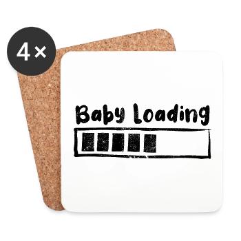 Baby loading - Schwangerschaft - Geschenk - Untersetzer (4er-Set) - Weiß - Vorne