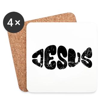 Jésus - Poisson - Amour - Croyants - Don - Dessous de verre (lot de 4) - blanc - Devant