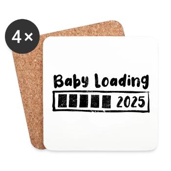 Baby 2025 loading - Schwangerschaft - Geschenk - Untersetzer (4er-Set) - Weiß - Vorne