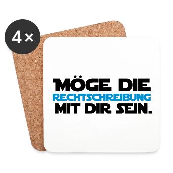 Möge die Rechtschreibung mit dir... Deutsch Lehrer - Untersetzer (4er-Set) - Weiß - Vorne