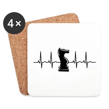 Schachspieler Schach Schachfigur EKG Schachmatt - Untersetzer (4er-Set) - Weiß - Vorne