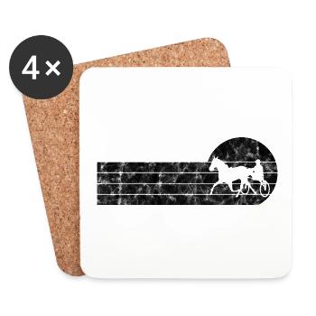 Trotter trotting races in retro or vintage style - Coasters (set of 4) - white - Front