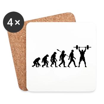 Evolution - Gewichtheben - Kraftsport - Untersetzer (4er-Set) - Weiß - Vorne