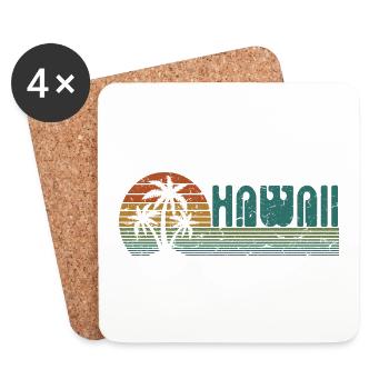 Hawaii Sunset Retro Vintage Style Lover Gift - Coasters (set of 4) - white - Front
