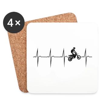 my heart beats for motocross - Coasters (set of 4) - white - Front