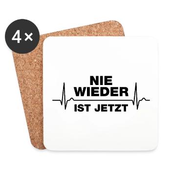 Nie wieder ist jetzt Gegen Rechts gegen Hetze EKG - Untersetzer (4er-Set) - Weiß - Vorne