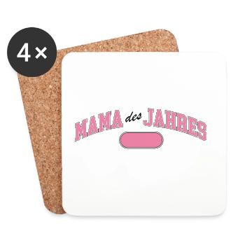 Mama des Jahres – Auszeichnung Rosa - Untersetzer (4er-Set) - Weiß - Vorne
