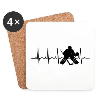 Hockey sur glace Hockey sur glace Patins rétro Puck Ice - Dessous de verre (lot de 4) - blanc - Devant