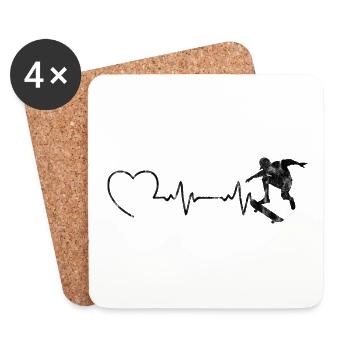 Skateboarder Skateboard EKG Skater Skate Skateing - Coasters (set of 4) - white - Front