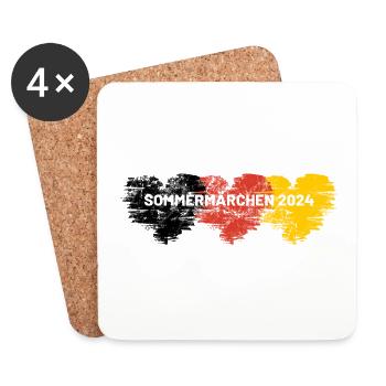 Sommermärchen 2024 Herz Deutschland - Untersetzer (4er-Set) - Weiß - Vorne