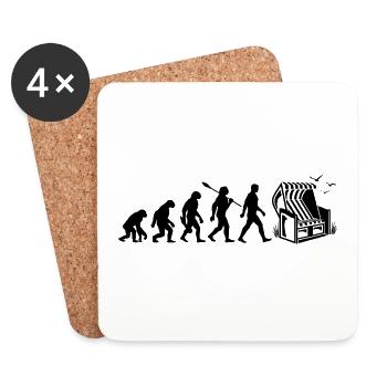 Evolution - Beach chair - Holiday - Sea - Seagulls - Coasters (set of 4) - white - Front