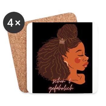 black & pride design belle femme dangereuse afro - Dessous de verre (lot de 4) - blanc - Devant