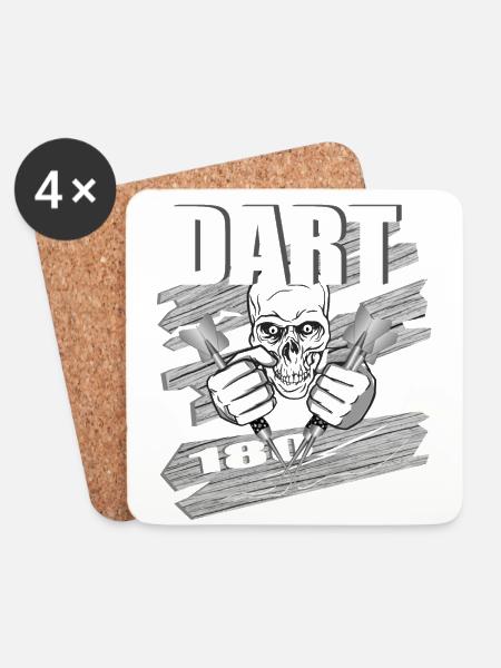 DART 180 Skull Design für Dartspieler - Untersetzer (4er-Set) - Weiß