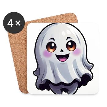 Happy Halloween Geist Gespenst - Untersetzer (4er-Set) - Weiß - Vorne