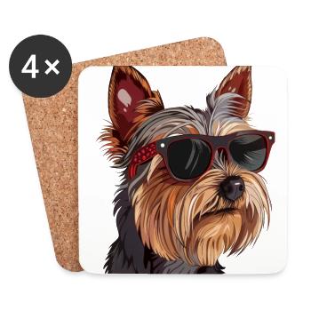 Yorkshire Terrier Sunglasses - Coasters (set of 4) - white - Front