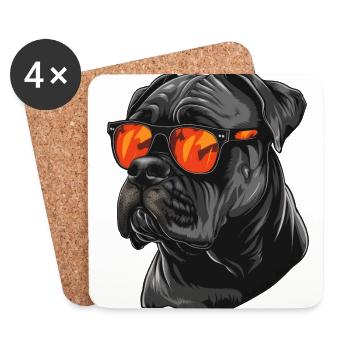 Cane Corso Italiano, Chien, Lunettes De Soleil, Été - Dessous de verre (lot de 4) - blanc - Devant