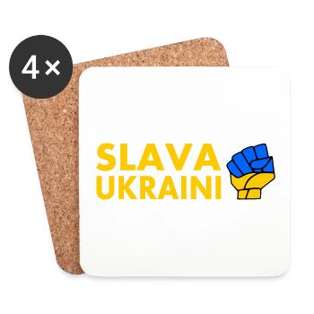 Slava ukraini - Dessous de verre (lot de 4) - blanc - Devant