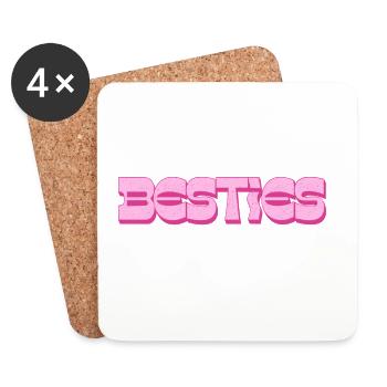 Besties – Pink Statement für Freundschaft - Untersetzer (4er-Set) - Weiß - Vorne
