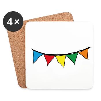 Pennant Garland _outline_black_truecolor - Coasters (set of 4) - white - Front