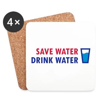 Save water, drink water (Glas mit Wasser) - Untersetzer (4er-Set) - Weiß - Vorne