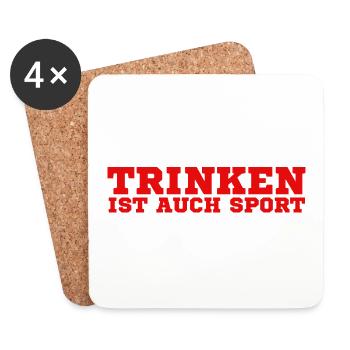 Trinken ist auch Sport - Untersetzer (4er-Set) - Weiß - Vorne