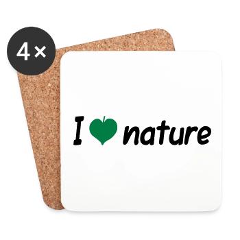 ★ Les couleurs de conception peuvent être modifiées ★ J'aime la nature (feuille) - Dessous de verre (lot de 4) - blanc - Devant