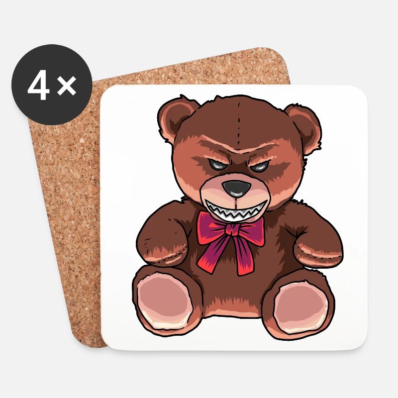 Horror Teddy verdorben schlecht Horror Halloween - Untersetzer (4er-Set) - Weiß