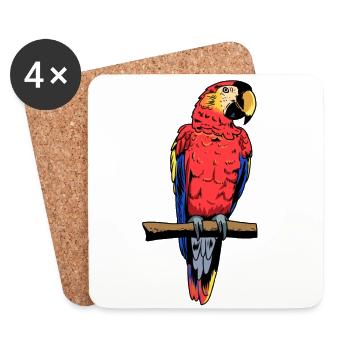 Perroquet Ara Oiseau exotique Faune Animaux du zoo - Dessous de verre (lot de 4) - blanc - Devant