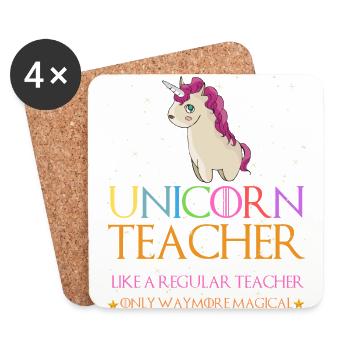 Unicorn Teacher Shirts - Coasters (set of 4) - white - Front